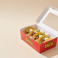 Caja de Papel para Comida para Llevar, Personalizada para Tacos, con Separador