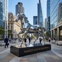 Escultura de Caballo de Acero Inoxidable de Tamaño Real para Exteriores, Estatua de Animal Metálica con Superficie de Espejo 8K para Parque, Patio, Edificio Corporativo