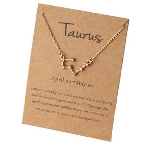 2025 Tarjeta de papel marrón de moda chapado en oro astrología constelación estrellas signo del zodiaco collar joyería - Product Image 1