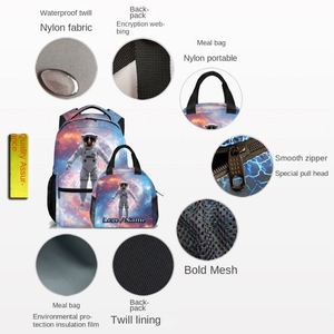Custom Space Theme Astronaut Print Kids School <b>Backpack</b> Set With <b>Lunch</b> <b>Bag</b> for Boys Girls Kids Primary Middle School Aged 6-18 - Product Image 4