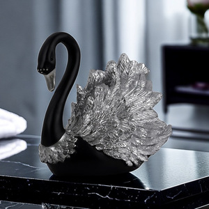 高級家の装飾樹脂製手工芸品黒白鳥像工場製造 - Product Image 3
