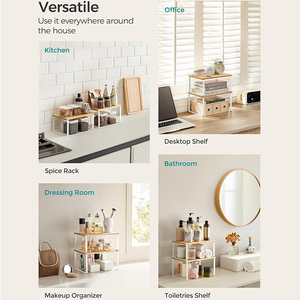 Estante organizador para armario de cocina, Juego de 2 estantes de mostrador apilables, estante de almacenamiento para organizadores de especias - Product Image 4