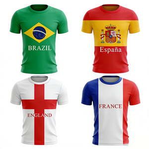 <span class=keywords><strong>Camiseta</strong></span> de Manga Corta con Cuello Redondo, Transpirable y Cómoda, con Logotipo de Bandera Nacional, Impresión Digital en Poliéster para Exteriores, Venta al Por Mayor - Product Image 1