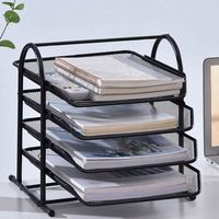 Organizador de Archivos de Escritorio para Oficina, Bandeja Plegable de Malla Metálica para Documentos y Cartas con Asa, Organización de Oficina