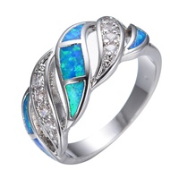 Bague en tungstène incrustée d'opale, bijoux transfrontaliers européens et américains, mode simple, forme géométrique, électroplaqué, pour femmes