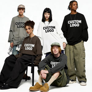 เสื้อยืดแขนยาวสองชั้นแบบยูนิเซ็กซ์ ทรงปกติ คอโอ ป้องกันลม ผ้าฝ้าย 100% สำหรับฤดูใบไม้ร่วง ดีไซน์ ODM แบบมีซับใน - Product Image 1