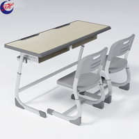 Ensemble de chaise et de bureau d'école en métal réglable avec plateau en bois, design moderne, durable, écologique, mobilier scolaire personnalisable