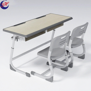 Ensemble de chaise et de bureau d'école en métal réglable avec plateau en bois, design moderne, durable, écologique, mobilier <span class=keywords><strong>scolaire</strong></span> personnalisable - Product Image 3