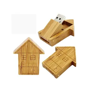 小配件木制房子形状的u盘32gb 4gb 8gb，刻有定制标志