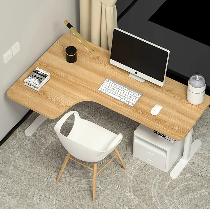 Personalizado 2023 design moderno luxo ceo escritório L em forma de mesa mesa grande tamanho laptop elétrico mesa sentar em pé estudo mesa para adulto