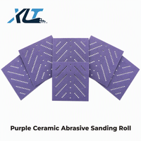 Feuille de papier abrasif céramique violette multi-trous, rouleau abrasif en alumine céramique auto-agrippant pour le polissage du bois, granulométrie mixte, emballage
