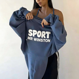 Sweat à capuche surdimensionné en coton de haute qualité avec impression 3D en relief, 400 g/m², logo personnalisé, impression par transfert thermique, sweats à capuche pour femmes avec impression en relief - Product Image 4