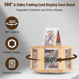Card Organizer Box 360 Degree Rotating <b>Display</b> For Sports Cards Desktop Storage <b>Case</b> Black Color - Product Image 5