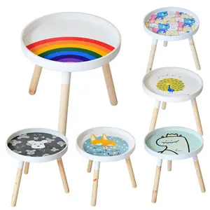 Mesa de actividades con patrón de dibujos animados para niños, mesa redonda pequeña para decoración de habitación