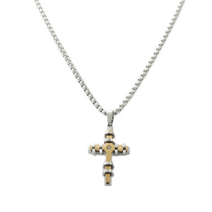 Men's Stainless Steel <b>Cross</b> Pendant Necklace With Diamond Bezel Setting Geometric Design 120112 - Product Image 4