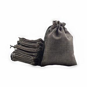 Sac à cordon en faux lin naturel écologique et coloré, sac à poussière en jute et chanvre pour emballage cadeau - Product Image 3
