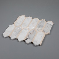 Siècle Mosaïque Pierre Marbre Cuisine Dosseret Carrelage Mosaïque Long Hexagone Blanc Beige Salle De Bains Mosaïque Carrelage pour La Décoration De La Maison