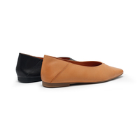 Nouvelles arrivées : ballerines plates en cuir souple pour femmes, bout carré, bouche peu profonde
