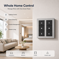Interrupteur intelligent Matter à écran tactile, passerelle Zigbee pour maison connectée, contrôle par application, domotique, affichage intelligent, matériau PC en verre, 6 interrupteurs