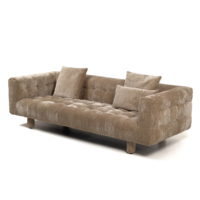 Canapé modulaire sectionnel 3 places carré en tissu bouclé capitonné minimaliste italien, rembourré en éponge, moderne et luxueux, recouvert de lin