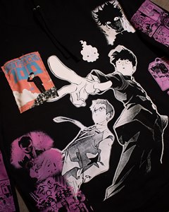 Sudadera con Capucha Oversize Personalizada de <span class=keywords><strong>Anime</strong></span> <span class=keywords><strong>Mob</strong></span>, Estampado Completo de Panel de Manga, Gráfico Rosa y Negro, Unisex, Estilo Urbano, Forro Polar - Product Image 2