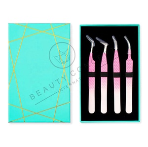 Pinzas de pestañas de volumen con punta de fibra blanca con logotipo personalizado para etiquetas privadas, pinzas de extensión de pestañas de acero inoxidable de 75 y 90 grados - Product Image 2