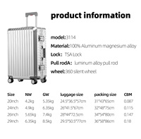 Ensemble de valises de voyage en aluminium de haute qualité, valises à roulettes en aluminium, bagages de voyage entièrement en aluminium