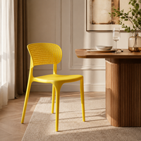 Chaise de salle à manger empilable en plastique PP de style nordique, dossier en maille, moderne et simple, pour restaurants, événements et locations