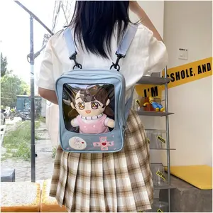 Игровая консоль из искусственной кожи оптом модный унисекс Подростковая девочка дети школьная сумка рюкзак с прозрачным окошком из ПВХ