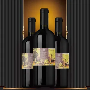 ملصقات للخمر 750 مل للويسكي ملصقات حمراء خاصة لاصقة ذاتية اللصق فاخرة مطبوعة مزخرفة مخصصة