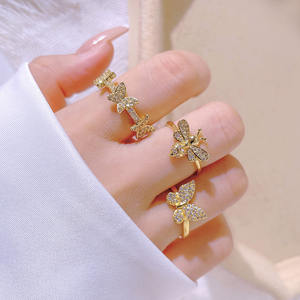 Fashion Trendy 18K <b>Gold</b> Plated Waterproof <b>Cubic</b> <b>Zirconia</b> Butterfly <b>Ring</b> - Product Image 4