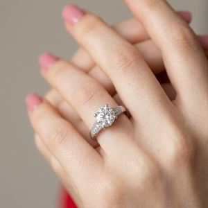 Bague semi-montée en or blanc massif 18 carats, style vintage, avec monture Milgrain et diamant naturel, pour fiançailles, monture Cathédrale, pour un usage quotidien élégant - Product Image 2