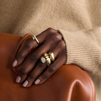 Bague asymétrique réglable Gemnel en laiton, pavée de zircons blancs, tube superposé, style moderne, bague statement pour femme