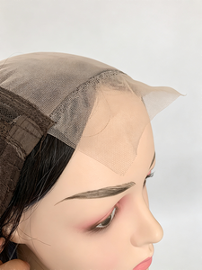 Perruque Lace Front Ajustable Sans Colle pour <span class=keywords><strong>Femme</strong></span>, Style Européen et Américain, <span class=keywords><strong>Coupe</strong></span> Bob Courte Droite avec Raie au Milieu pour Cheveux Courts - Product Image 4
