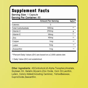 Cápsulas de Apoyo Visual Personalizables en Oferta, con Vitamina C, E, Zinc y Cobre, 60 Cápsulas por Frasco para Ojos Saludables - Product Image 2
