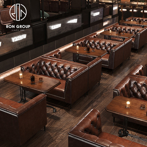 Chino personalizado cuadrado moderno lujo cafetería comercial cuero madera café restaurante Mesa muebles sofá cabina asientos - Product Image 1