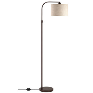 Minimalist Floor <b>Lamp</b> Iron Body Off White Shade Adjustable Height LED Light Source E26 Base For Living Room Bedroom <b>Office</b> - Product Image 5