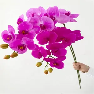 Luz de alta qualidade estilo luxuoso 9 cabeças artificiais real toque phalaenopsis borboleta orquídea flores para decoração de casa de casamento