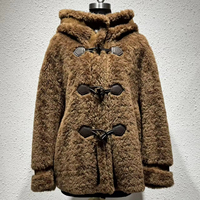 Manteau en fausse fourrure marron sur mesure avec capuche en laine, fermeture à boutons, poches passepoilées, coupe oversize, chaud, pour l'automne et l'hiver, style décontracté