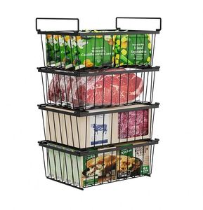 Paquete de 4 Organizadores Apilables para Congelador, para Clasificar Alimentos Congelados en el Garaje, Contenedores Organizadores para Congelador Profundo - Product Image 1