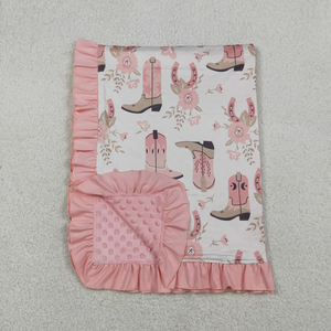 Couverture pour bébé nouveau-né Western Boots Flower Pink - Product Image 1