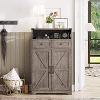 Meuble à chaussures de style farmhouse de 48 pouces avec étagère ouverte et 2 tiroirs, rangement d'entrée à 5 niveaux avec étagères réglables à 3 positions, pour couloir.