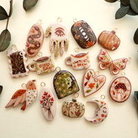 WEGOODZF Pendentifs en céramique plaqués or à faire soi-même, breloques pour chaussures et accessoires de bijoux imprimés en cuivre tendance