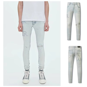 <span class=keywords><strong>Jeans</strong></span> da Uomo in Denim Amiiry Stonewashed Stile Dritto Effetto Usurato in Cotone di Alta Qualità - Vendita all'Ingrosso - Product Image 6