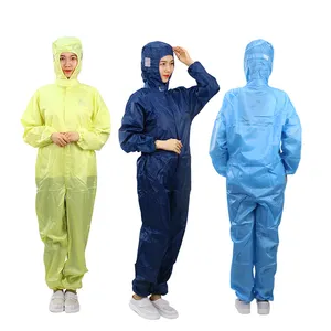 Setelan jaket Pembersih keseluruhan kedap air kustom pakaian Esd Anti statis bertudung