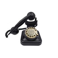 Téléphone fixe rotatif antique européen avec sonnette mécanique et cordon en coton, style vintage, pour la décoration intérieure