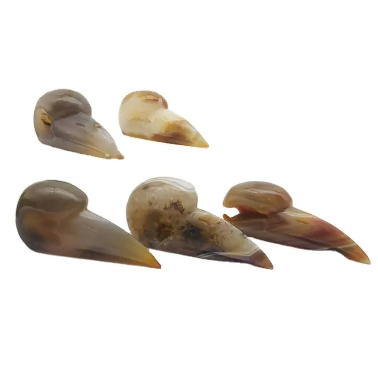 Vente en gros de crânes d'oiseau en agate druzy naturelle cristal de haute qualité artisanat pierre précieuse corbeau sculpture pour la décoration