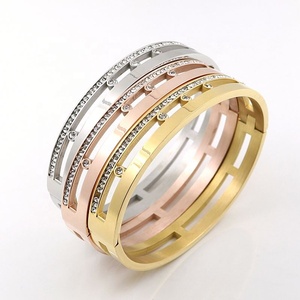 Wholesale Popular Ladies Elegant Exquisite <b>Bangle</b> Jewelry Rose Gold Zircon <b>Bangle</b> for Women Stainless Steel <b>Bangles</b> Pulseira - Product Image 4