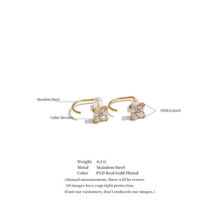 JINYOU 0014 Eleganti <span class=keywords><strong>Orecchini</strong></span> a Perno in Acciaio Inossidabile Placcato Oro PVD con Zirconia Cubica a Forma di Fiore, Mini Gioielli <span class=keywords><strong>per</strong></span> Donne - Product Image 6