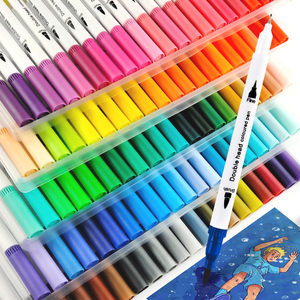 Lot de 100 marqueurs de peinture aquarelle double embout, pinceau et <span class=keywords><strong>pointe</strong></span> fine, marqueur de peinture à double embout - Product Image 2